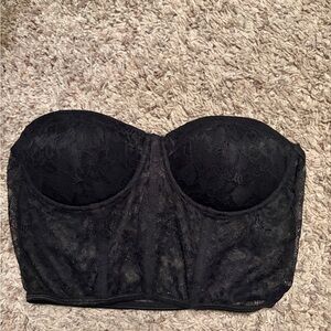 Black Lace Strapless Bustier Bra - Women Intimates